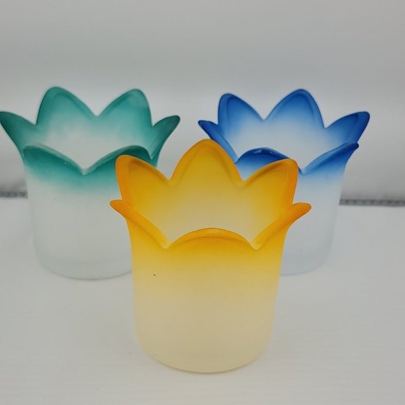 Set of 3 PartyLite Jewel Candle Holders P7161 jar tealight holders retired 2.5" - Picture 2 of 13